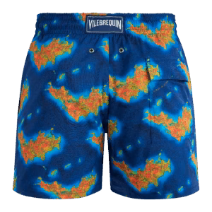 Vilebrequin Kurze Bathymétrie Des Oceans Saint Barthélemy Stretch-badeshorts Für Herren - Moorise - Blau - Größe M