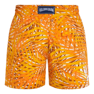 Vilebrequin Kurze Palm Leaves Stretch-badeshorts Für Herren - Moorise - Orange - Größe L
