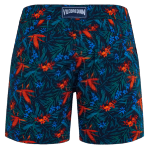 Vilebrequin Kurze Tropical Flowers Stretch-badeshorts Mit Flachem Bund Für Herren - Merise - Blau - Größe L