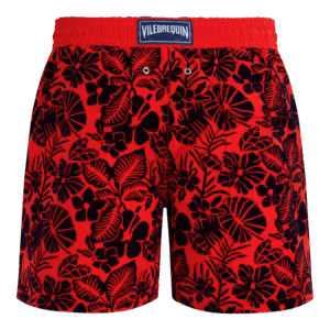Vilebrequin Beflockte Flowers Badeshorts Für Herren - Moorea - Rot - Größe M
