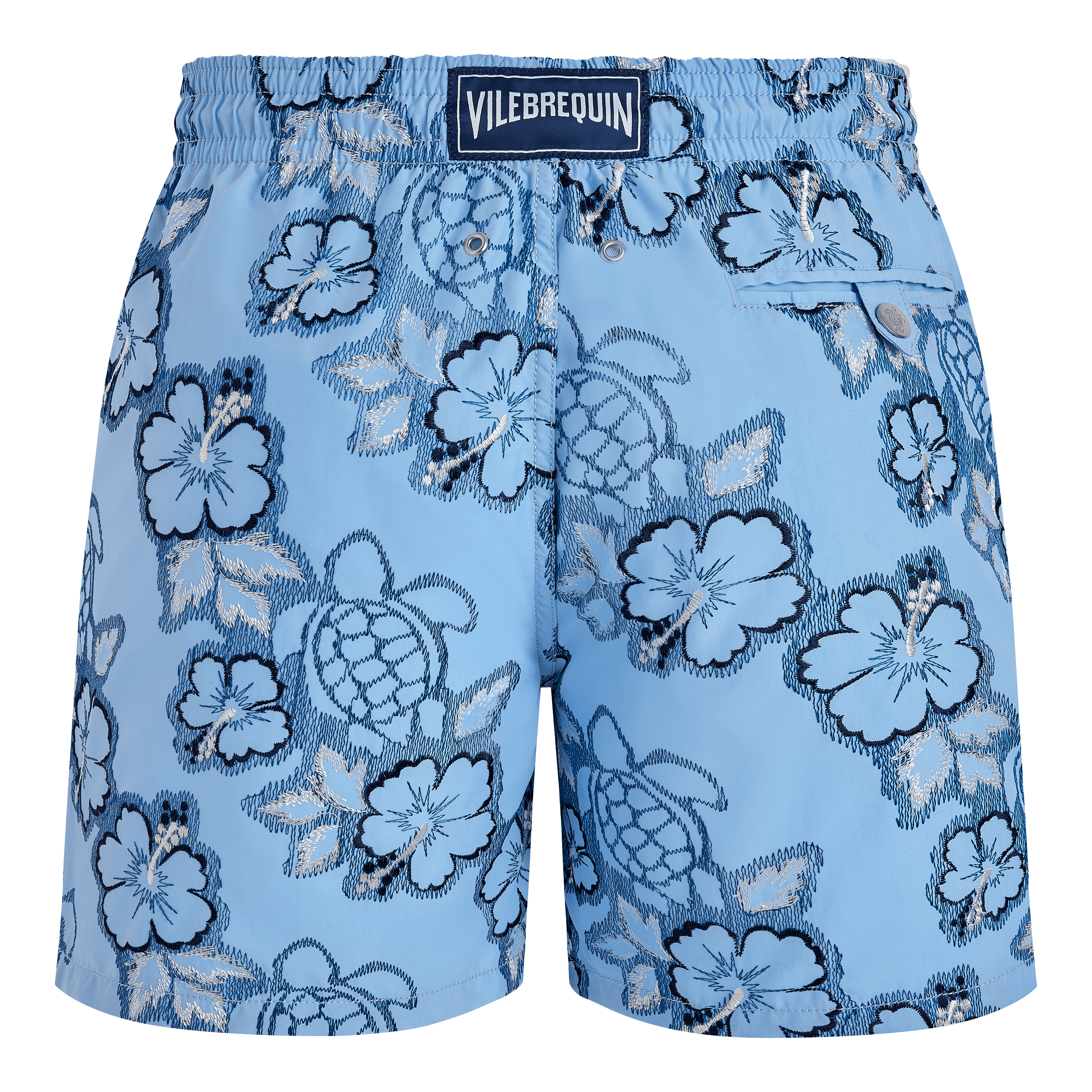 Vilebrequin Hibiscus Badeshorts Mit Stickerei Für Herren – Limitierte Serie - Mistral - Blau - Größe 4XL