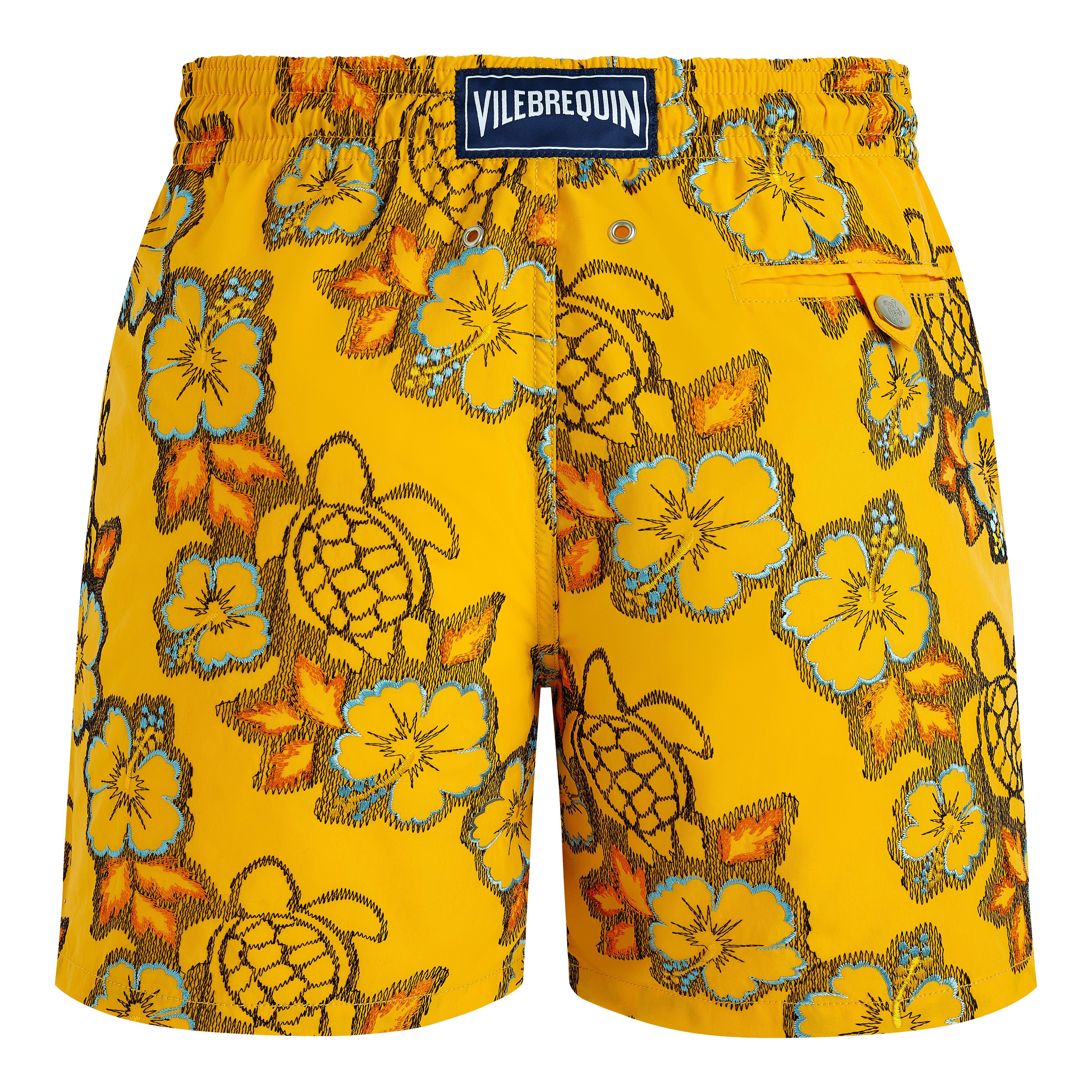 Vilebrequin Hibiscus Badeshorts Mit Stickerei Für Herren – Limitierte Serie - Mistral - Gelb - Größe 4XL