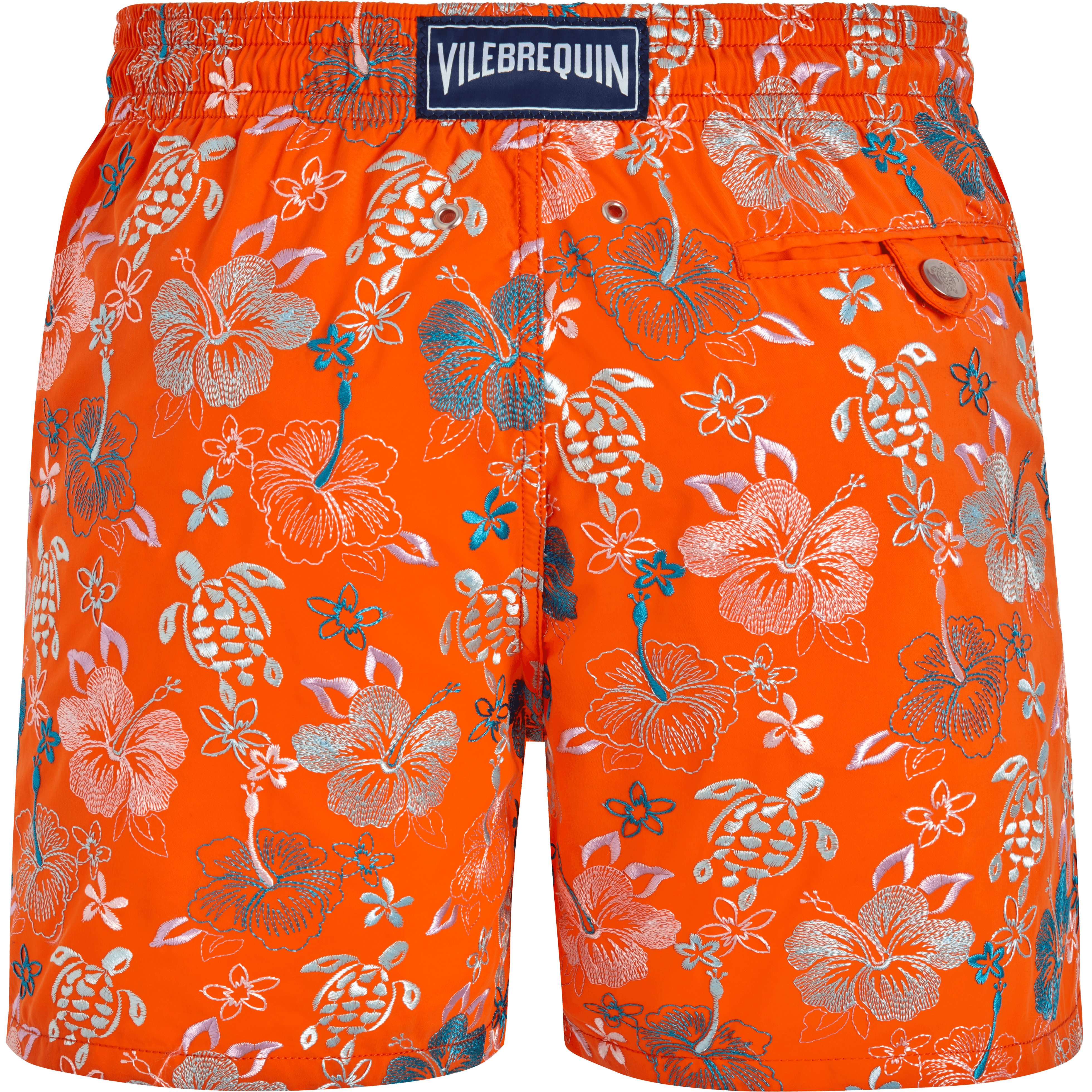Vilebrequin Men Swim Shorts Embroidered Tropical Turtles - Badeshorts - Mistral - Orange - Größe 4XL