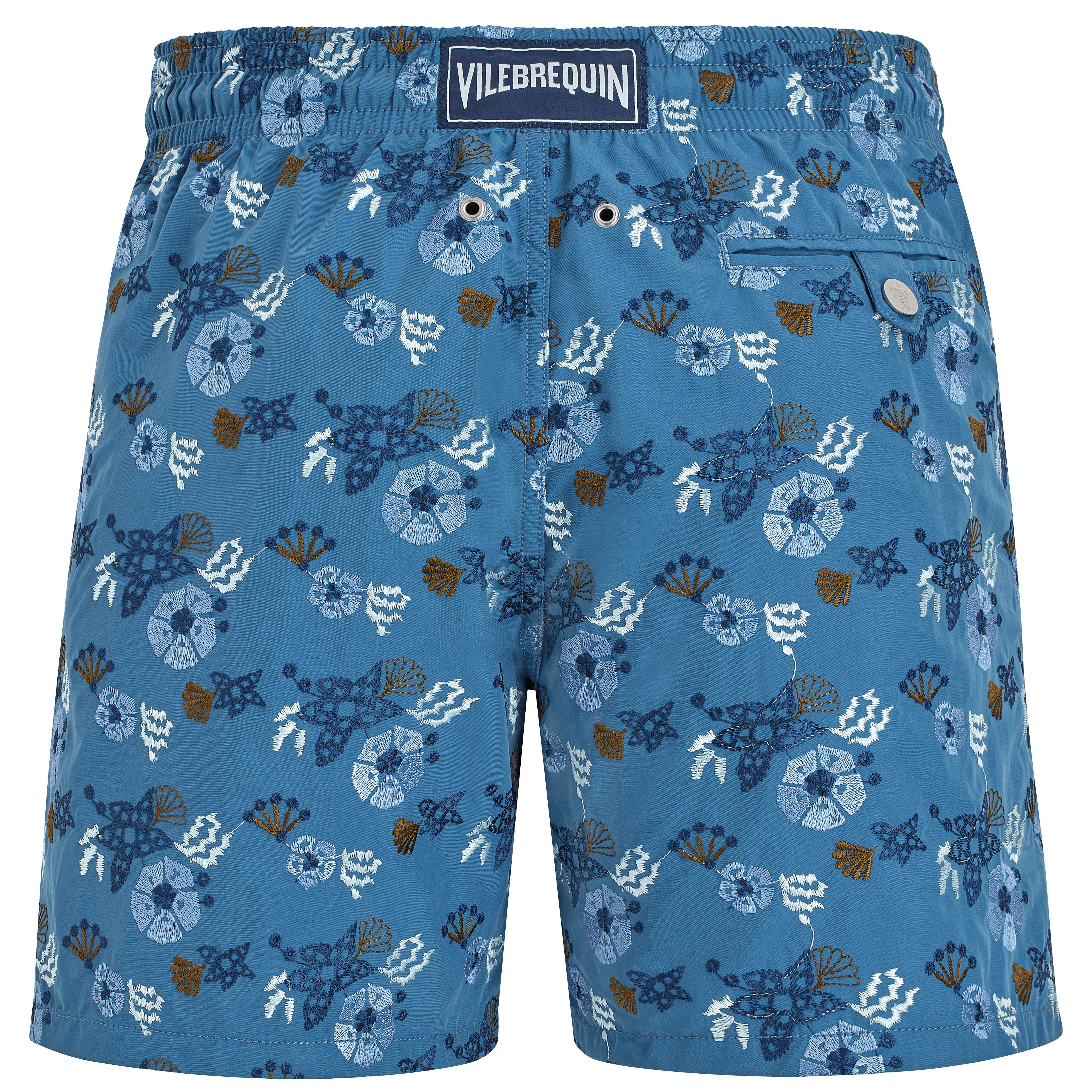 Vilebrequin Men Swim Shorts Embroidered Flowers And Shells - Badeshorts - Mistral - Blau - Größe 4XL