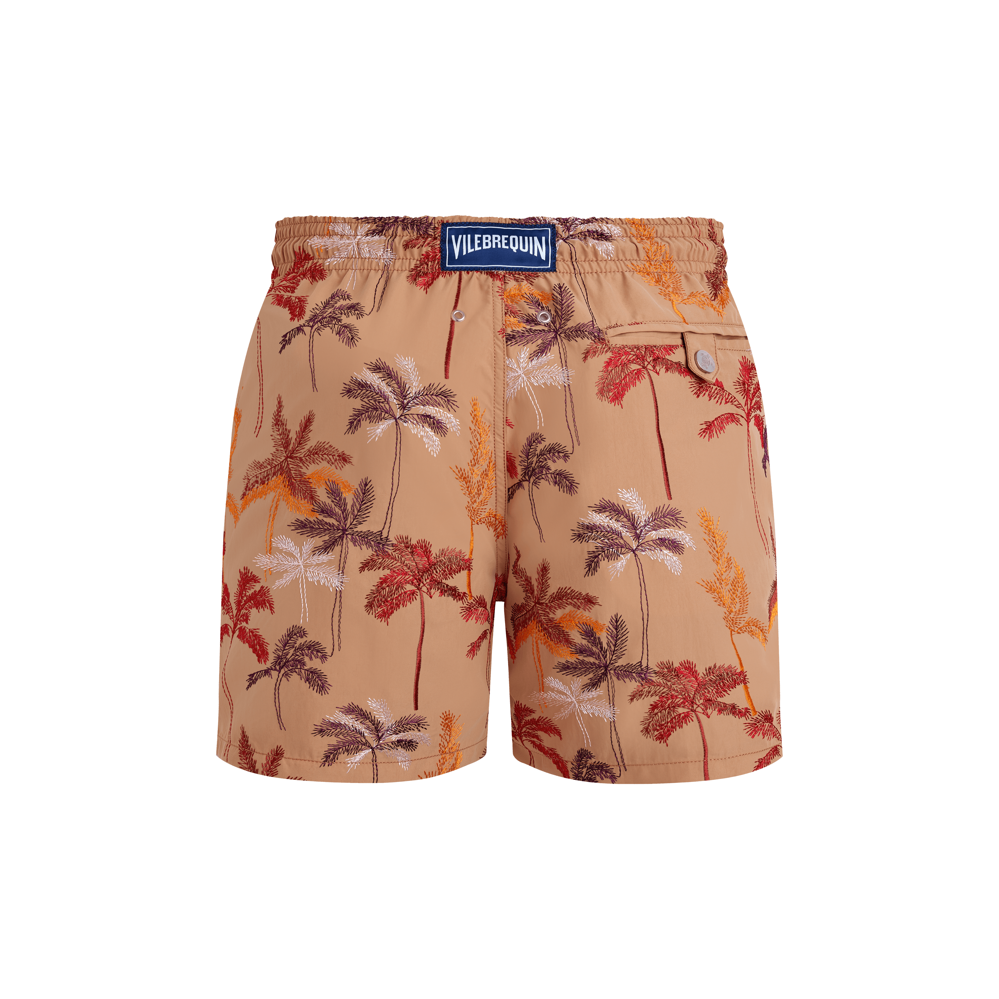 Vilebrequin Palm Offset Badeshorts Mit Stickerei Für Herren - Mistral - Marone - Größe XXXL